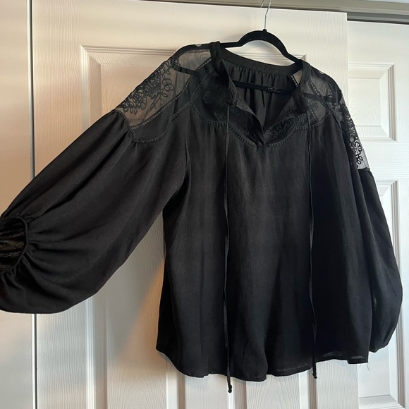 Black Lace Detail Blouse - Picture 8 of 10